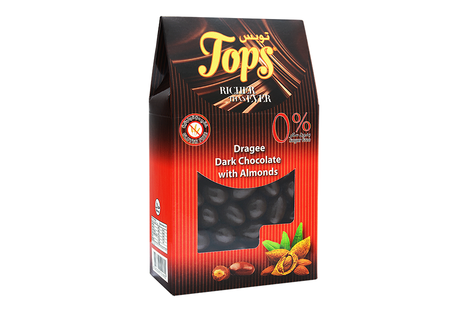 tops 0sugar dragees dark almonds bag